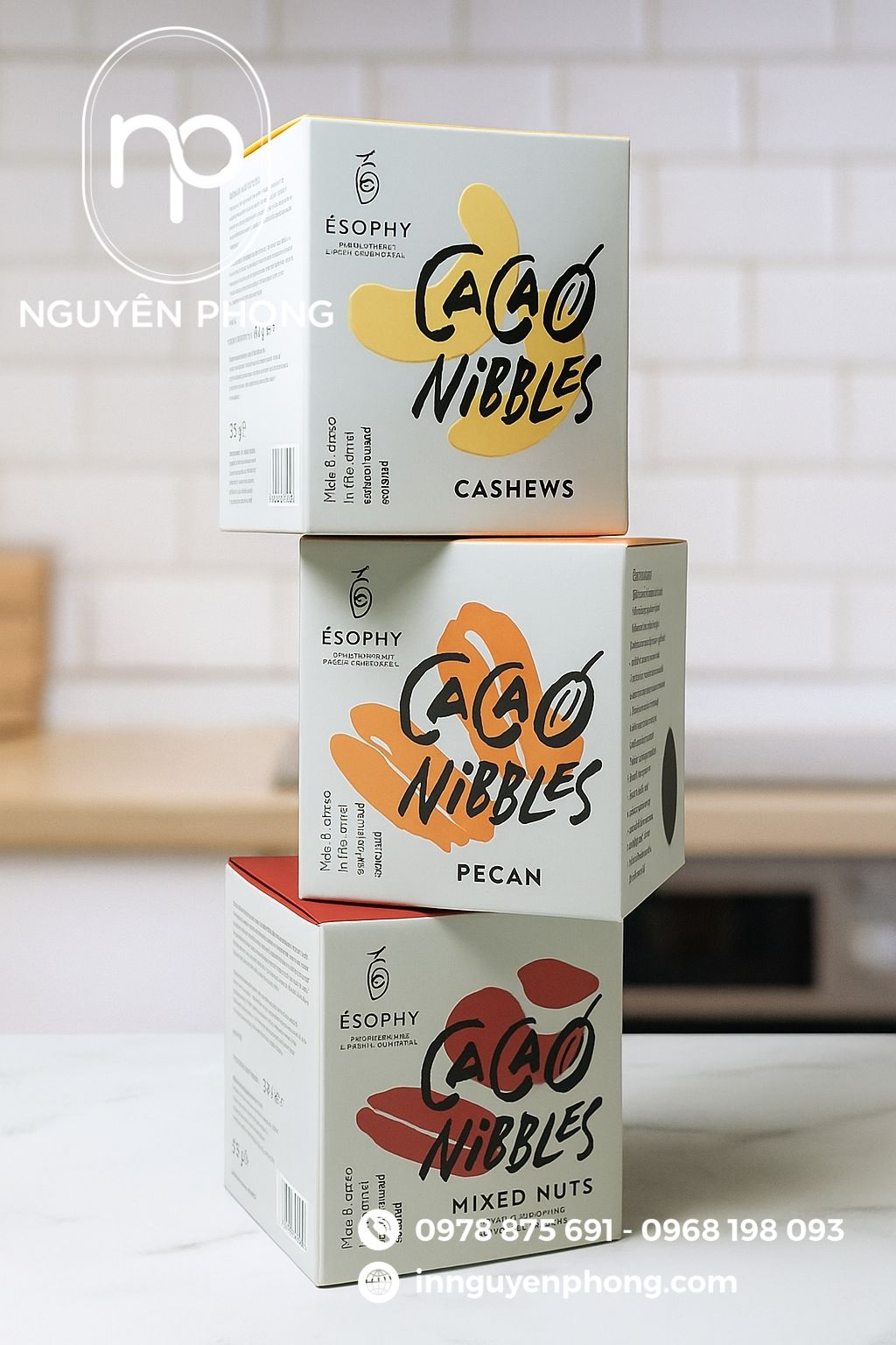 Mẫu hộp giấy đựng bột cacao đa dạng 